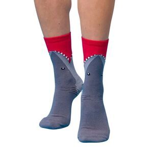 Jaws Unisex Adult Bite Crew Socks / Red/Gray